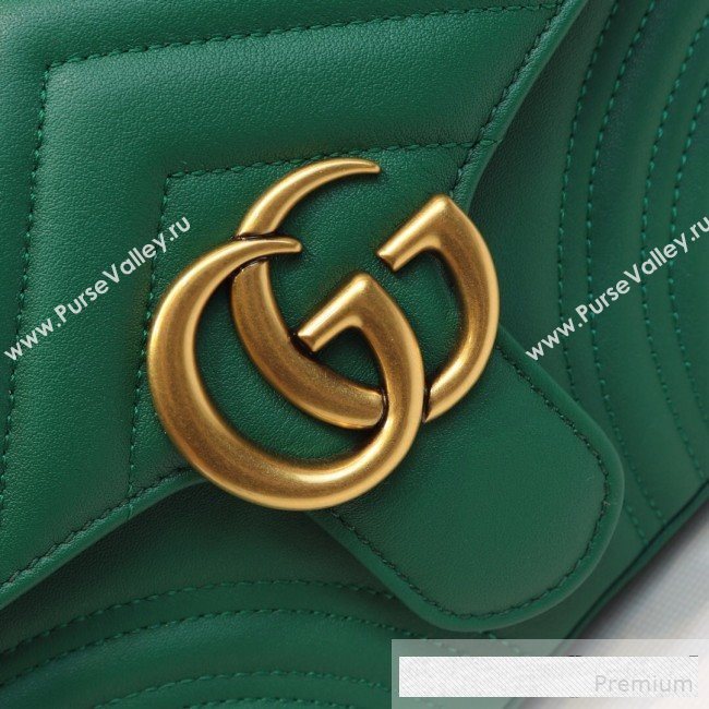 Gucci GG Marmont Leather Mini Top Handle Bag 547260 Green 2019 (MINGH-9061105)