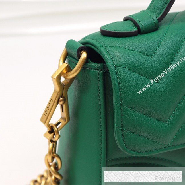 Gucci GG Marmont Leather Mini Top Handle Bag 547260 Green 2019 (MINGH-9061105)