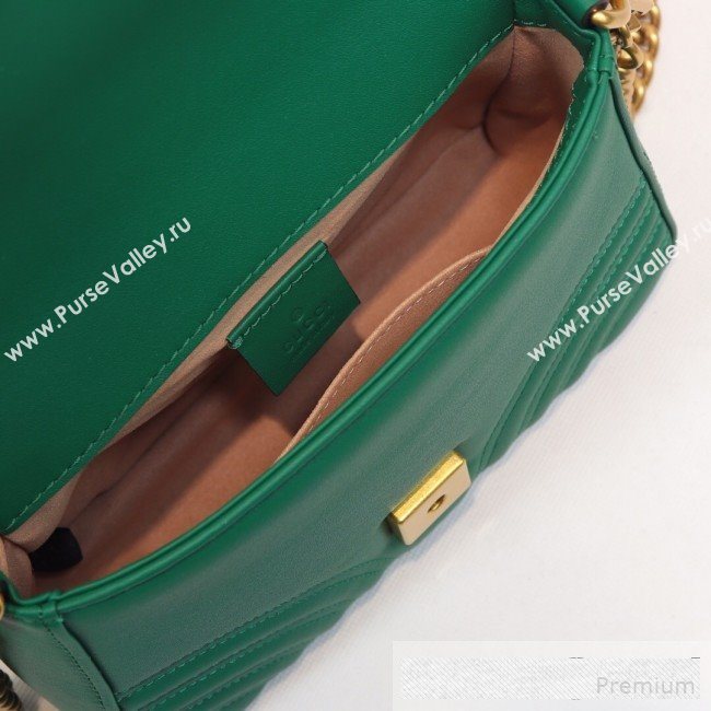 Gucci GG Marmont Leather Mini Top Handle Bag 547260 Green 2019 (MINGH-9061105)