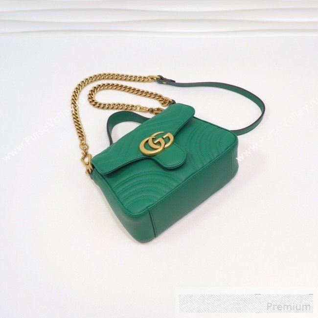Gucci GG Marmont Leather Mini Top Handle Bag 547260 Green 2019 (MINGH-9061105)