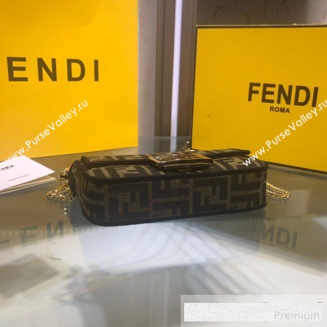 Fendi FF Fabric Mini Baguette Bag Brown/Black 2019 (AFEI-9061122)