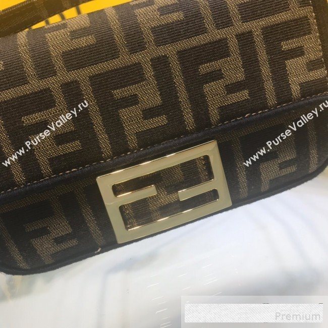 Fendi FF Fabric Mini Baguette Bag Brown/Black 2019 (AFEI-9061122)