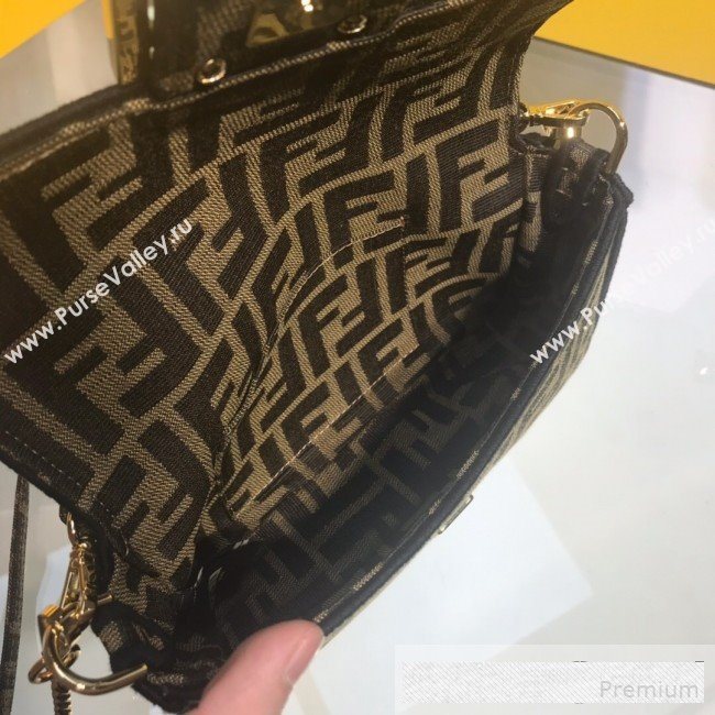 Fendi FF Fabric Mini Baguette Bag Brown/Black 2019 (AFEI-9061122)