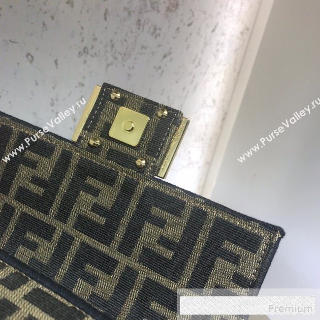 Fendi FF Fabric Mini Baguette Bag Brown/Black 2019 (AFEI-9061122)