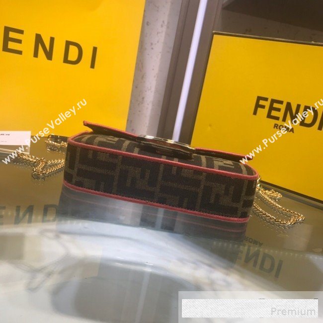 Fendi FF Fabric Mini Baguette Bag Brown/Pink 2019 (AFEI-9061123)