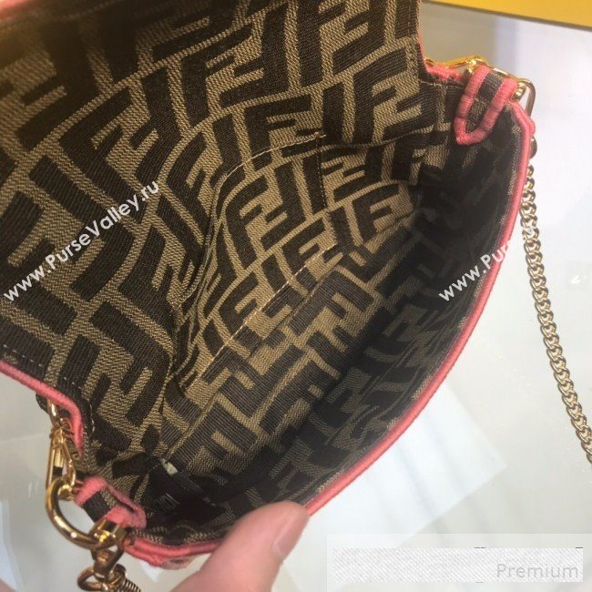 Fendi FF Fabric Mini Baguette Bag Brown/Pink 2019 (AFEI-9061123)