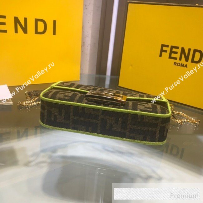 Fendi FF Fabric Mini Baguette Bag Brown/Neon Yellow 2019 (AFEI-9061124)