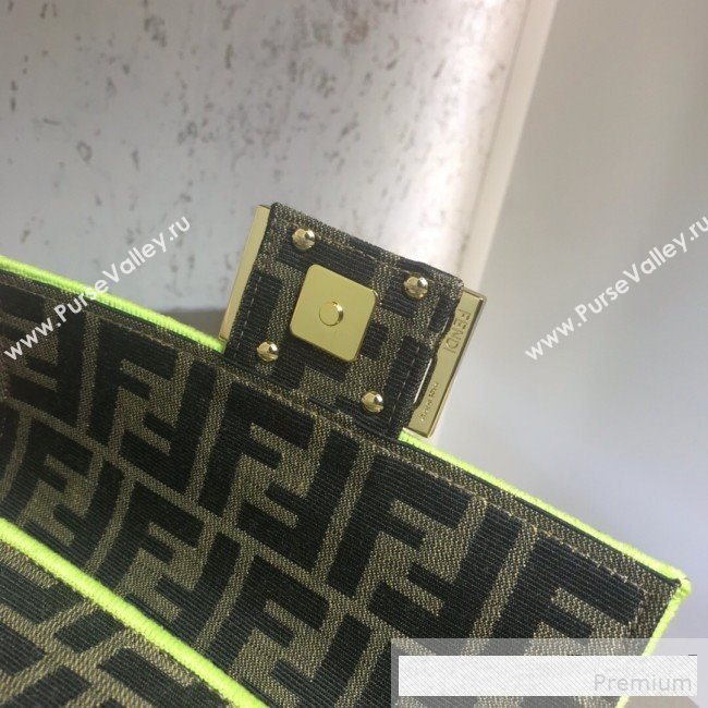 Fendi FF Fabric Mini Baguette Bag Brown/Neon Yellow 2019 (AFEI-9061124)