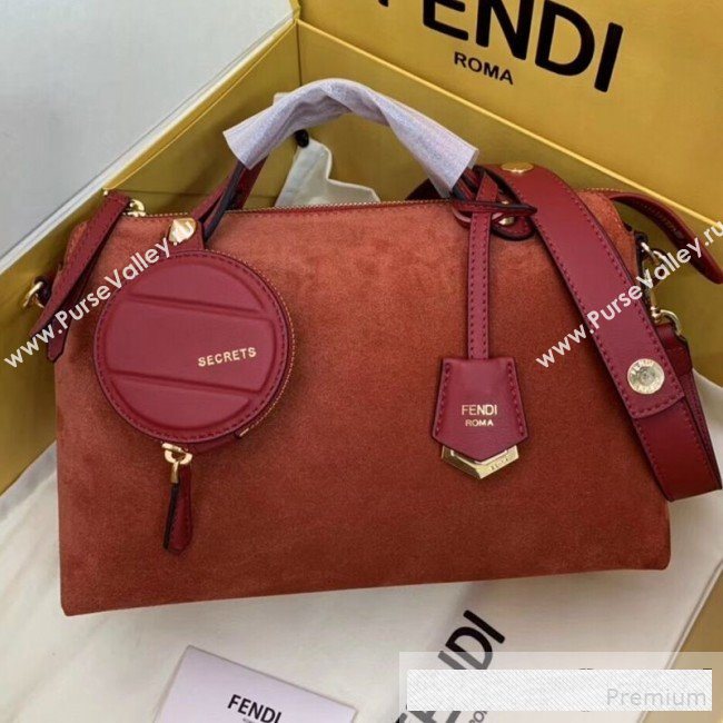 Fendi Suede By The Way Regular Boston Bag Orange Red 2019 (AFEI-9061131)