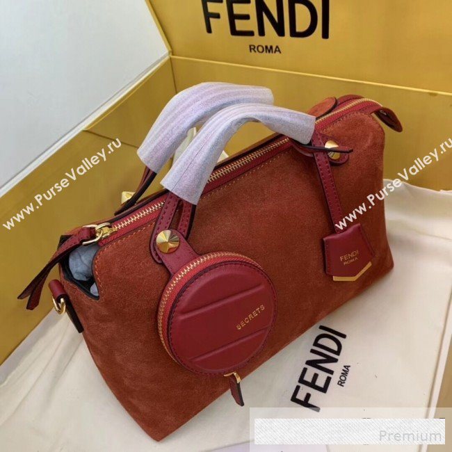 Fendi Suede By The Way Regular Boston Bag Orange Red 2019 (AFEI-9061131)