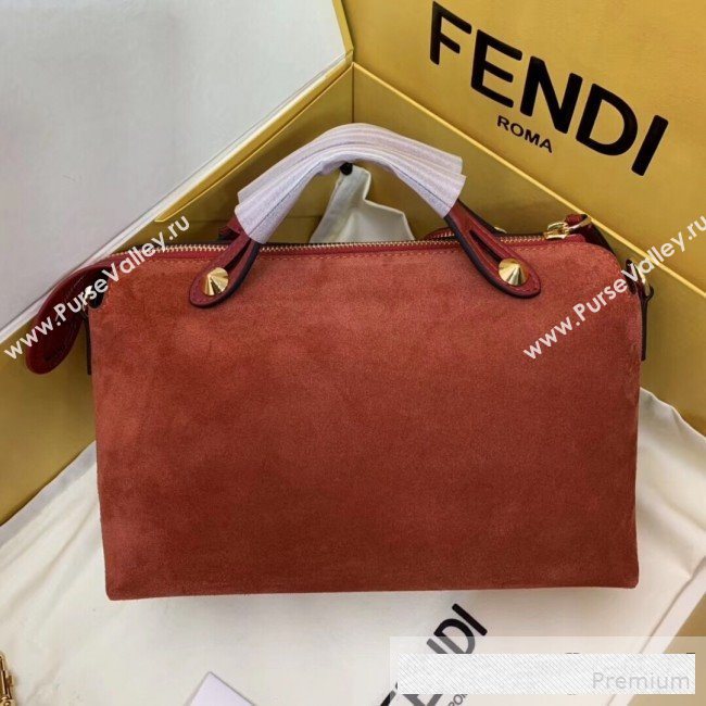 Fendi Suede By The Way Regular Boston Bag Orange Red 2019 (AFEI-9061131)