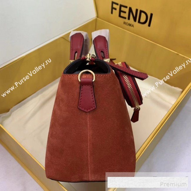 Fendi Suede By The Way Regular Boston Bag Orange Red 2019 (AFEI-9061131)