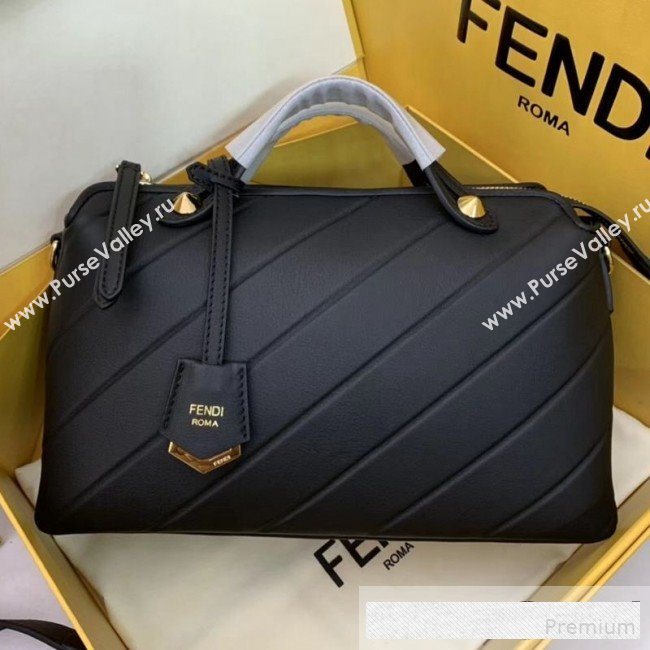 Fendi Diagonal Leather By The Way Regular Boston Bag Black 2019 (AFEI-9061125)