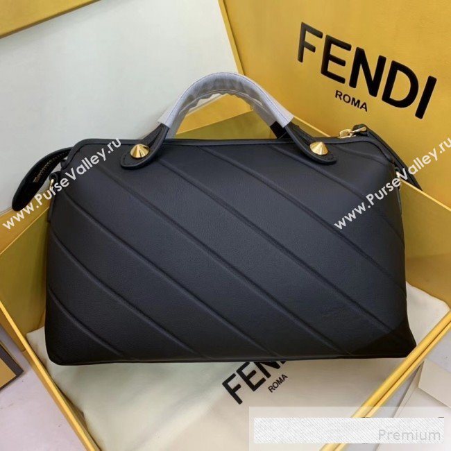 Fendi Diagonal Leather By The Way Regular Boston Bag Black 2019 (AFEI-9061125)