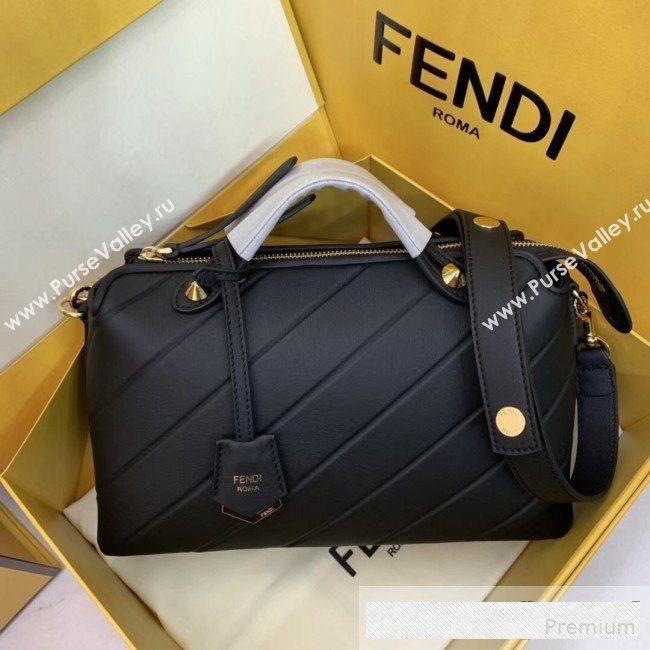 Fendi Diagonal Leather By The Way Regular Boston Bag Black 2019 (AFEI-9061125)