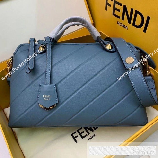 Fendi Diagonal Leather By The Way Regular Boston Bag Blue 2019 (AFEI-9061126)