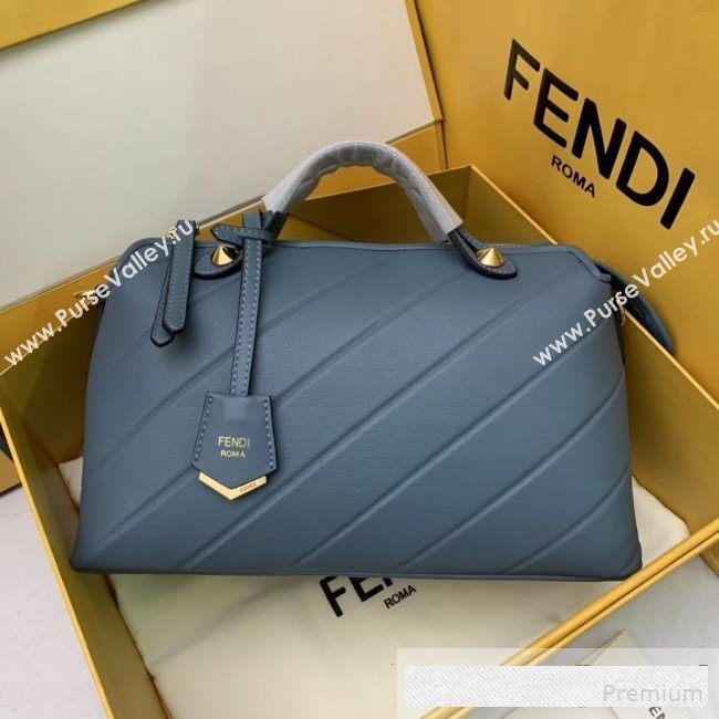 Fendi Diagonal Leather By The Way Regular Boston Bag Blue 2019 (AFEI-9061126)