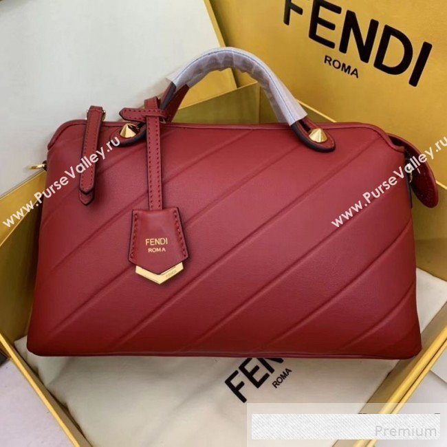 Fendi Diagonal Leather By The Way Regular Boston Bag Red 2019 (AFEI-9061127)