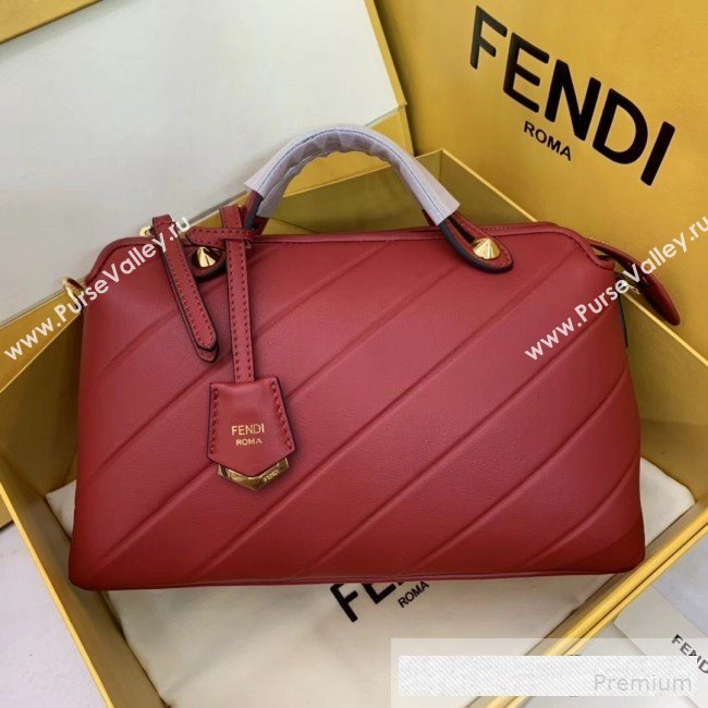 Fendi Diagonal Leather By The Way Regular Boston Bag Red 2019 (AFEI-9061127)