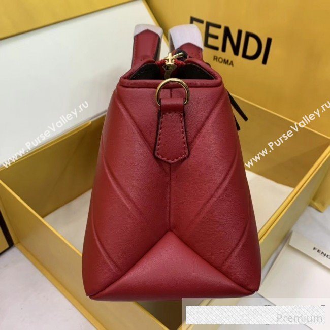 Fendi Diagonal Leather By The Way Regular Boston Bag Red 2019 (AFEI-9061127)