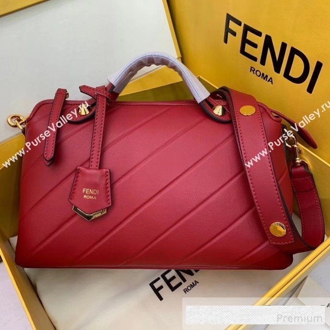 Fendi Diagonal Leather By The Way Regular Boston Bag Red 2019 (AFEI-9061127)