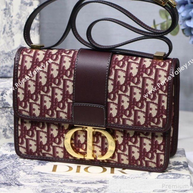 Dior 30 Montaigne CD Flap Bag in Burgundy Oblique Jacquard Canvas 2019 (BINF-9061132)