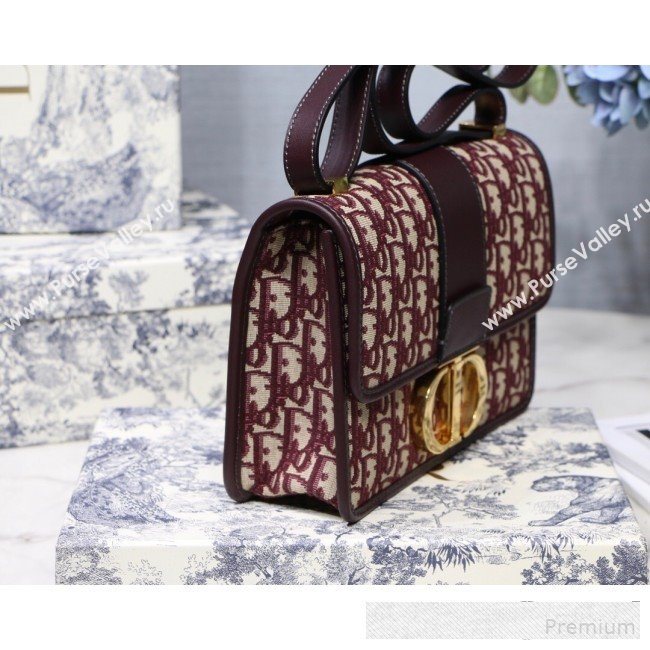 Dior 30 Montaigne CD Flap Bag in Burgundy Oblique Jacquard Canvas 2019 (BINF-9061132)