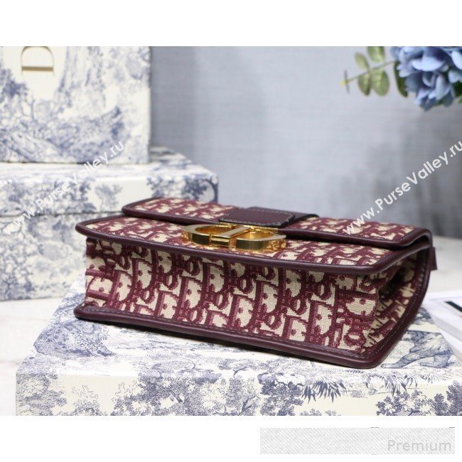 Dior 30 Montaigne CD Flap Bag in Burgundy Oblique Jacquard Canvas 2019 (BINF-9061132)