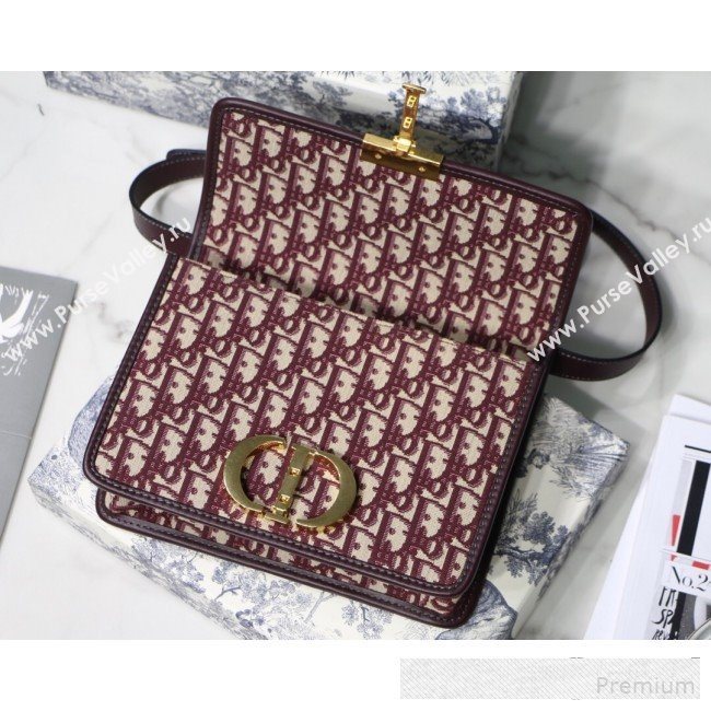 Dior 30 Montaigne CD Flap Bag in Burgundy Oblique Jacquard Canvas 2019 (BINF-9061132)