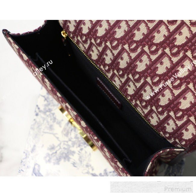 Dior 30 Montaigne CD Flap Bag in Burgundy Oblique Jacquard Canvas 2019 (BINF-9061132)