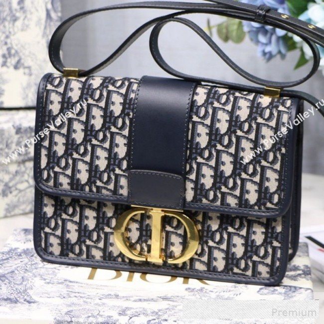 Dior 30 Montaigne CD Flap Bag in Blue Oblique Jacquard Canvas 2019 (BINF-9061133)