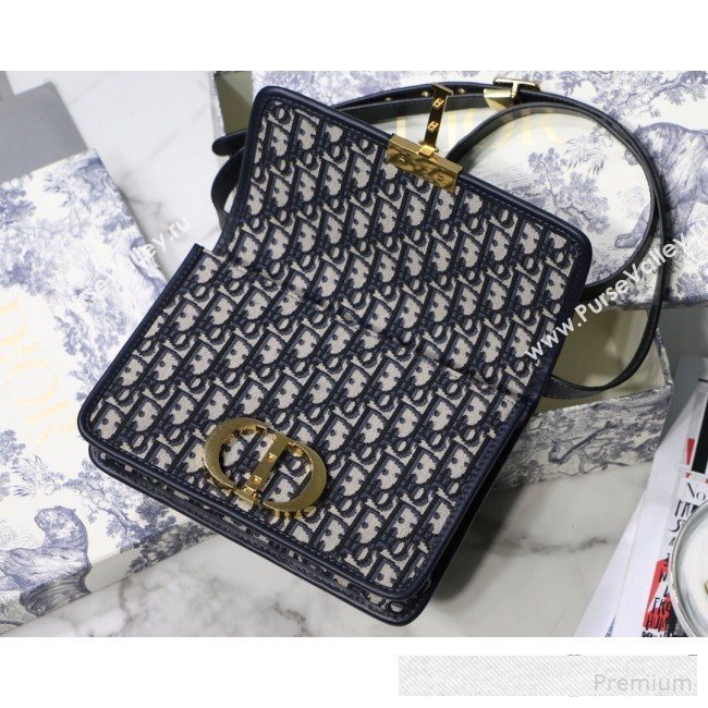 Dior 30 Montaigne CD Flap Bag in Blue Oblique Jacquard Canvas 2019 (BINF-9061133)