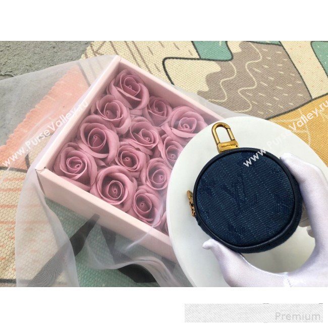 Louis Vuitton Monogram Denim Round Bag Charm & Key Holder M68291 Navy Blue 2019 (LVSJ-9061033)
