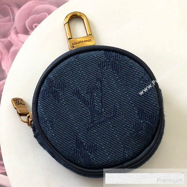 Louis Vuitton Monogram Denim Round Bag Charm & Key Holder M68291 Navy Blue 2019 (LVSJ-9061033)