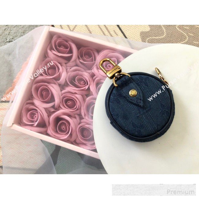 Louis Vuitton Monogram Denim Round Bag Charm & Key Holder M68291 Navy Blue 2019 (LVSJ-9061033)