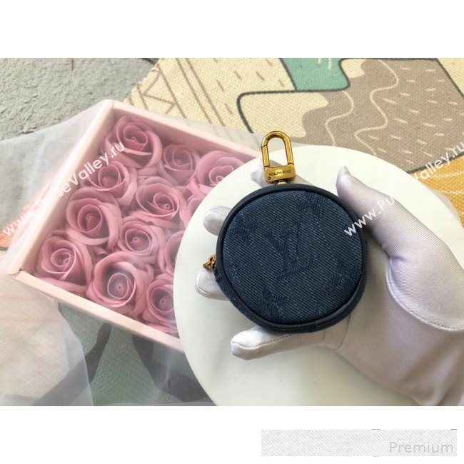 Louis Vuitton Monogram Denim Round Bag Charm & Key Holder M68291 Navy Blue 2019 (LVSJ-9061033)