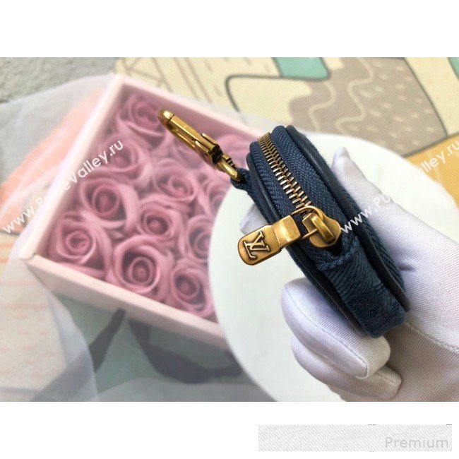 Louis Vuitton Monogram Denim Round Bag Charm & Key Holder M68291 Navy Blue 2019 (LVSJ-9061033)