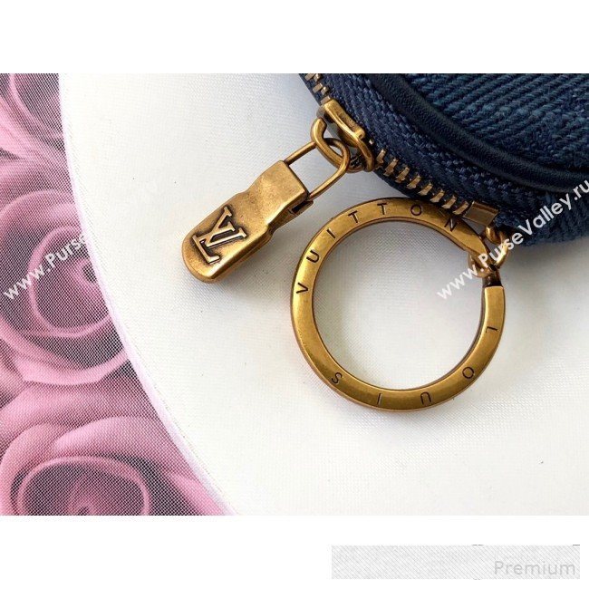 Louis Vuitton Monogram Denim Round Bag Charm & Key Holder M68291 Navy Blue 2019 (LVSJ-9061033)