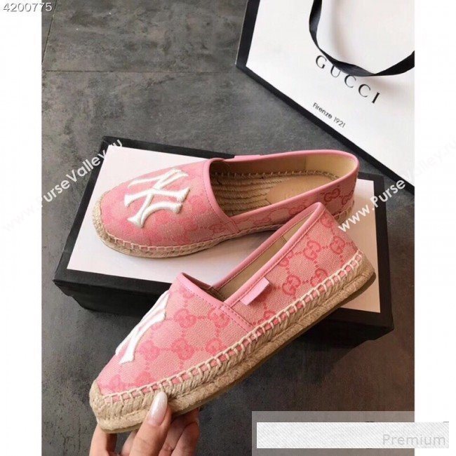 Gucci NY GG Canvas Flat Espadrilles Pink 2019 (EM-9061206)