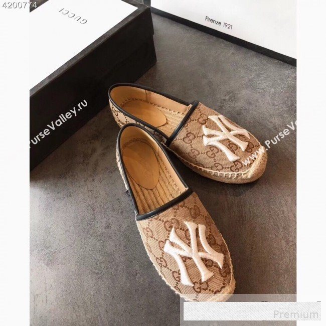 Gucci NY GG Canvas Flat Espadrilles Dark Beige 2019 (EM-9061207)