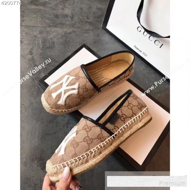 Gucci NY GG Canvas Flat Espadrilles Dark Beige 2019 (EM-9061207)