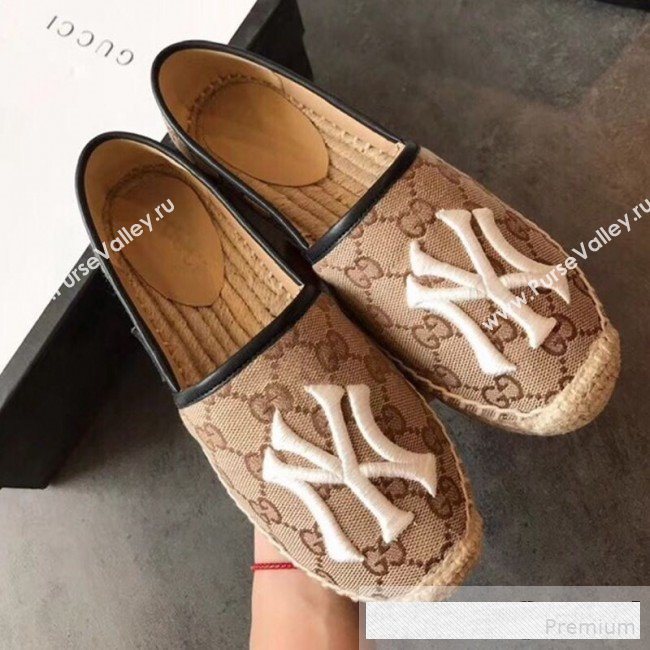 Gucci NY GG Canvas Flat Espadrilles Dark Beige 2019 (EM-9061207)