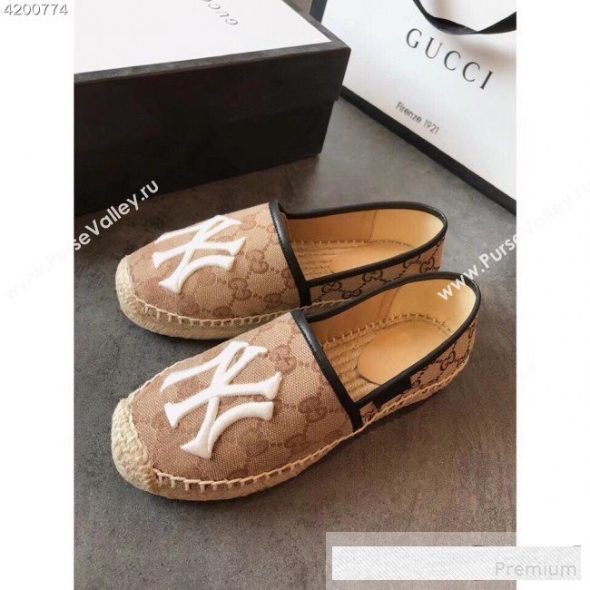 Gucci NY GG Canvas Flat Espadrilles Dark Beige 2019 (EM-9061207)