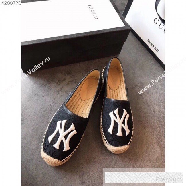 Gucci NY GG Canvas Flat Espadrilles Black 2019 (EM-9061208)