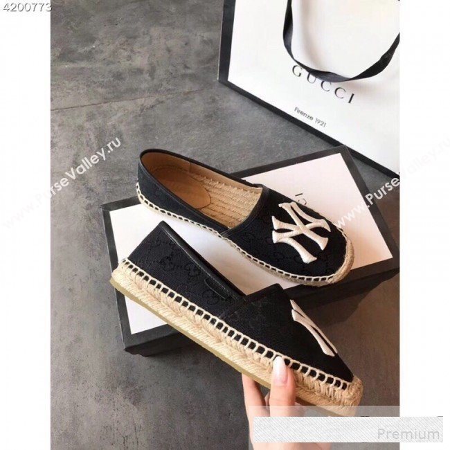 Gucci NY GG Canvas Flat Espadrilles Black 2019 (EM-9061208)