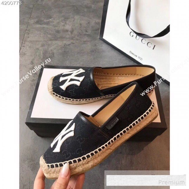 Gucci NY GG Canvas Flat Espadrilles Black 2019 (EM-9061208)