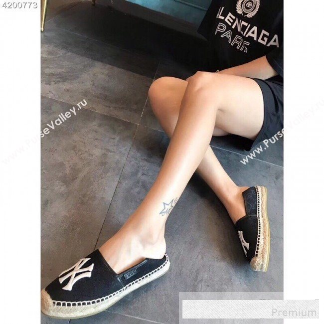 Gucci NY GG Canvas Flat Espadrilles Black 2019 (EM-9061208)