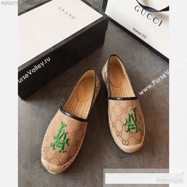 Gucci LA GG Canvas Flat Espadrilles Dark Beige 2019 (EM-9061209)