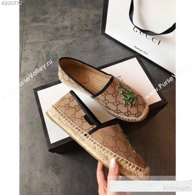 Gucci LA GG Canvas Flat Espadrilles Dark Beige 2019 (EM-9061209)