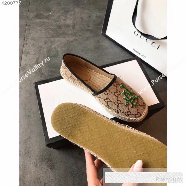 Gucci LA GG Canvas Flat Espadrilles Dark Beige 2019 (EM-9061209)